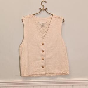 Women's Cream Vest with Button Detail
